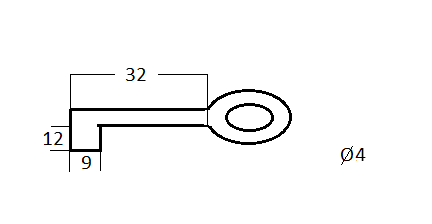 Sleutel gietijzer met gat 60 mm - Afbeelding 2