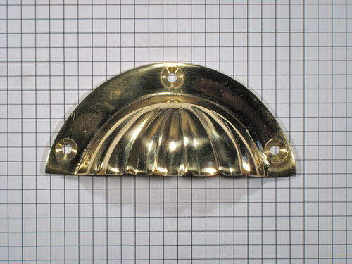 Komgreep schelp massief messing - Afbeelding 2