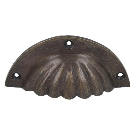 Komgreep schelp massief messing antiek