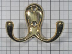 Kapstokhaak dubbel messing