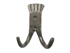 Kapstokhaak dubbel, ijzer geroest