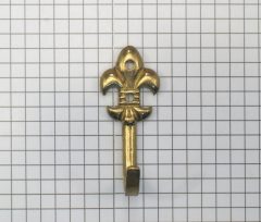 Kapstokhaak fleur de lis, messing midden