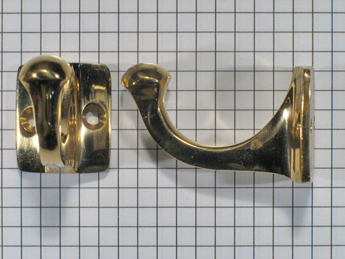 Kapstokhaak klein, geelmessing