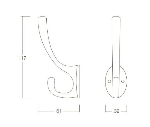Intersteel Kapstokhaak ovaal nikkel mat - Afbeelding 2