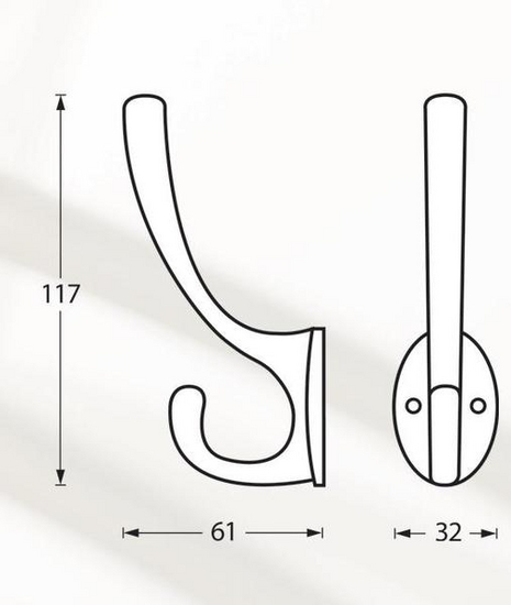 Intersteel Kapstokhaak ovaal messing gelakt - Afbeelding 2
