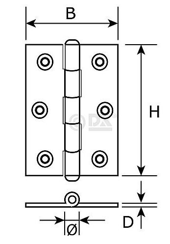 Scharnier blank verzinkt 60x46 mm - Afbeelding 2