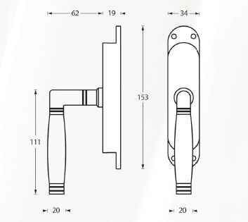 Intersteel Kruk-espagnolet links Ton 222 nikkel/ebbenhout - Afbeelding 2
