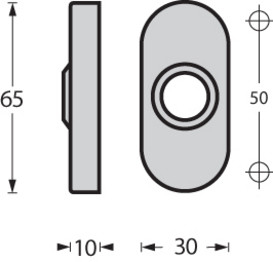 Intersteel rozetten verdekt ovaal 65x30x10mm rvs - Afbeelding 2