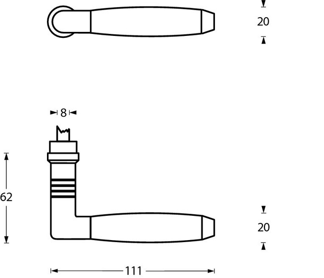Intersteel deurklink Ton 400 messing getrommeld/ebbenhout - Afbeelding 2