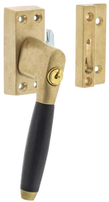 Intersteel SKG1 Afsluitbare raamsluiting links Ton 400 messing getrommeld/ebbenhout compleet