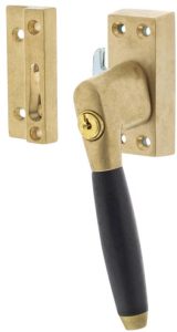 Intersteel SKG1 Afsluitbare raamsluiting rechts Ton 400 messing getrommeld/ebbenhout compleet