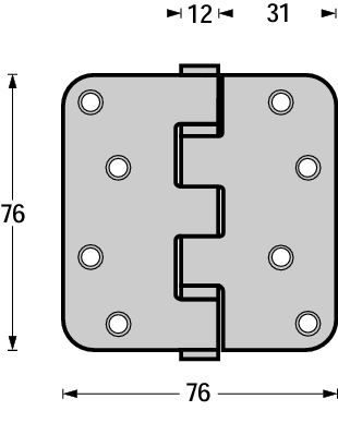 Intersteel kogellagerscharnier afgerond 3"" (76x76x2,5) rvs - Afbeelding 2