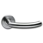 Intersteel enkele deurklink rechts Half Rond 90° op rozet rvs