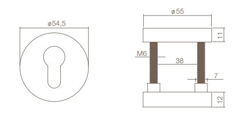 Intersteel SKG3 Veiligheid-rozet messing ongelakt - Afbeelding 2