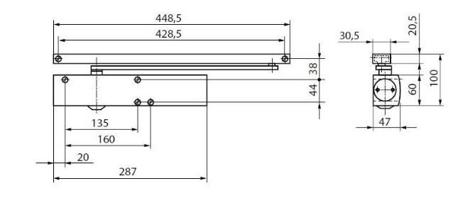 Deurdranger GEZE TS 5000 met glijrail zilverkleur - Afbeelding 2