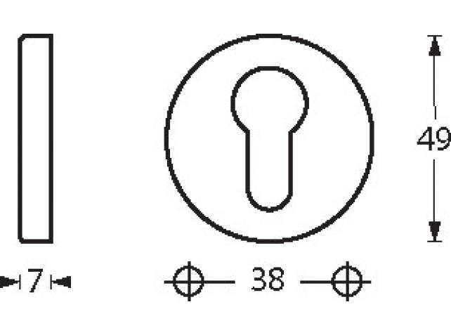 Intersteel cilinderrozetten verdekt ø49x7mm chroom mat - Afbeelding 2