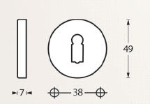 Intersteel sleutelrozetten verdekt ø49x7mm nikkel mat - Afbeelding 2