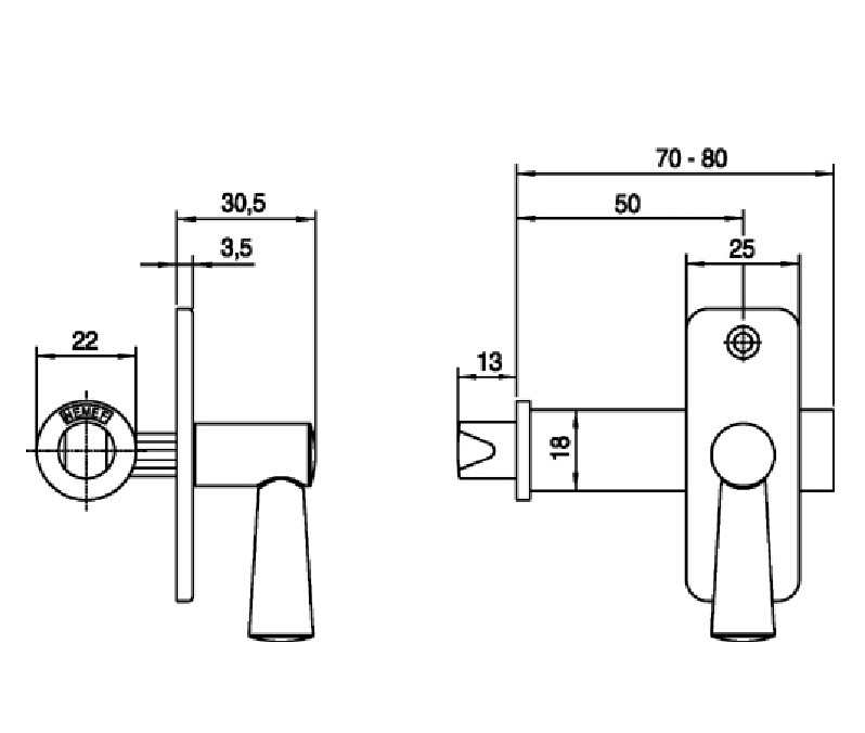 Nemef insteekgrendel 2610/4-50 mm aluminium F1 - Afbeelding 2