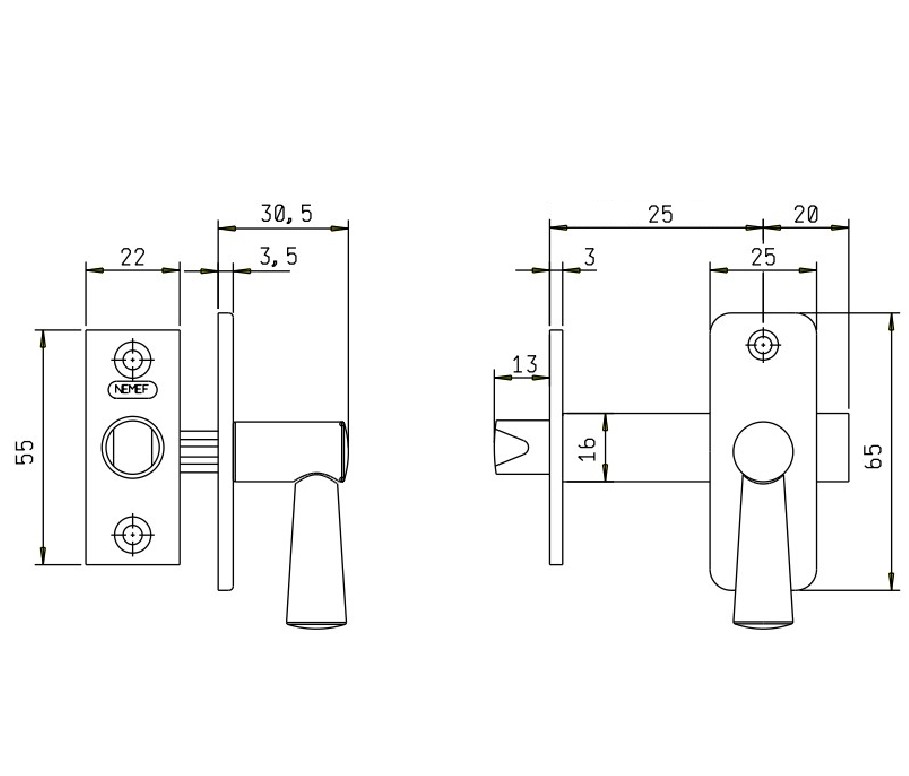 Nemef insteekgrendel 2600/4-25mm aluminium F1 - Afbeelding 2