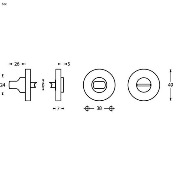 Intersteel wc-sluiting 8mm rond verdekt kunststof messing getrommeld - Afbeelding 2
