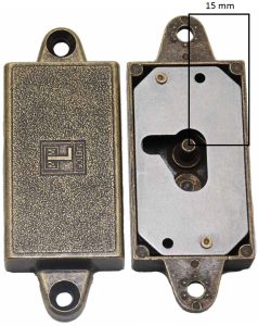 Meubelslot 15 mm links brons