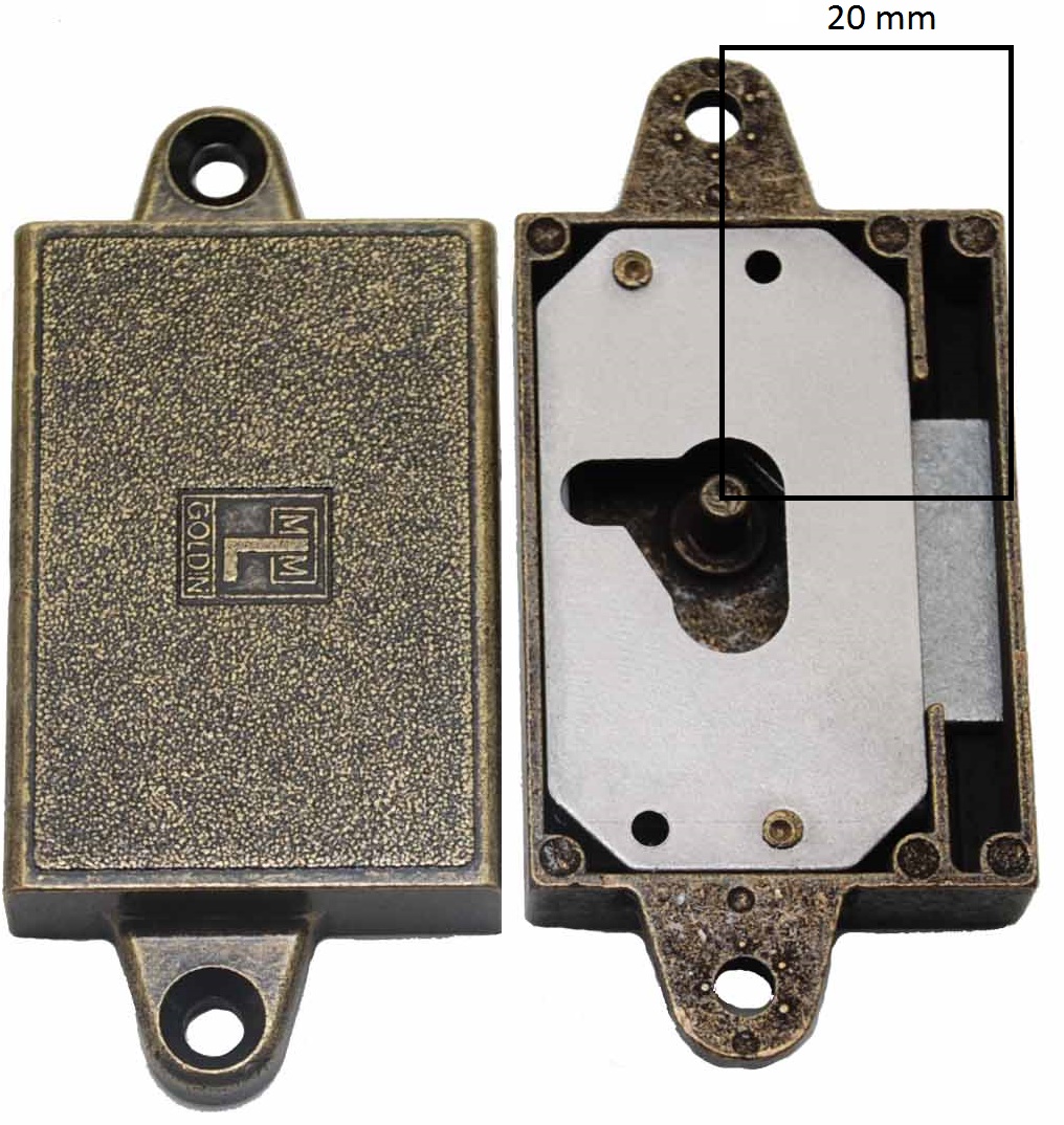 Meubelslot 20 mm links brons