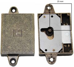 Meubelslot 25 mm links brons