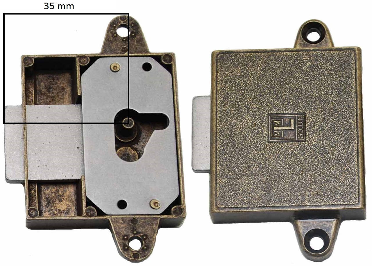 Meubelslot 35 mm rechts brons