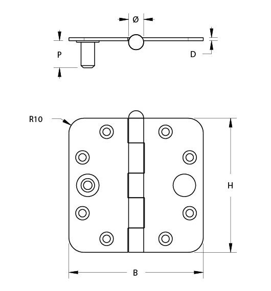 Scharnier 89x89 mm SKG3 rvs - Afbeelding 2