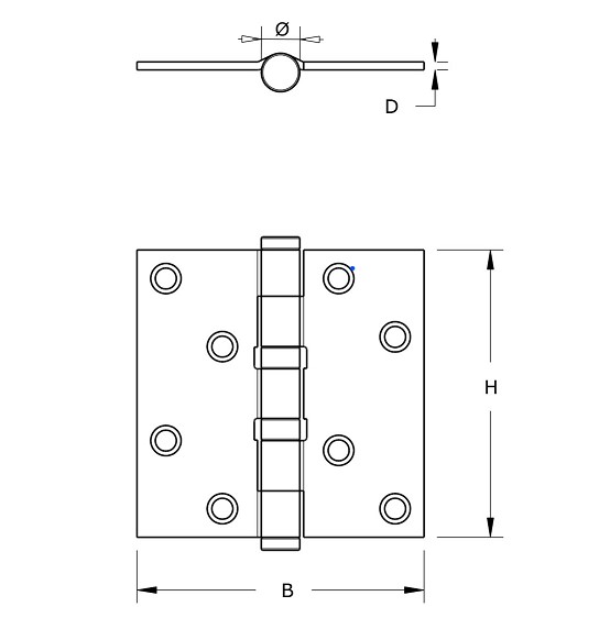 Kogellagerscharnier 89x89 mm rechte hoek losse pen rvs - Afbeelding 2
