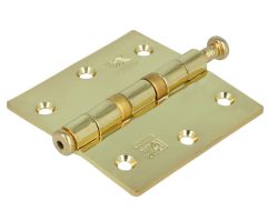 Kogellagerscharnier 76x76 mm rechte hoek losse pen vermessingd