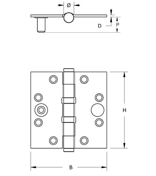 Kogellagerscharnier 76x76 mm rechte hoek SKG2 rvs - Afbeelding 2