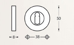 Intersteel sleutelrozetten verdekt ø50x8mm nikkel mat - Afbeelding 2