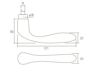 Intersteel deurklink banaan messing ongelakt - Afbeelding 2