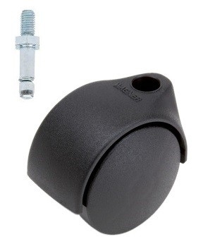 Meubelwiel zwart Kunststof 40 mm Stift M8