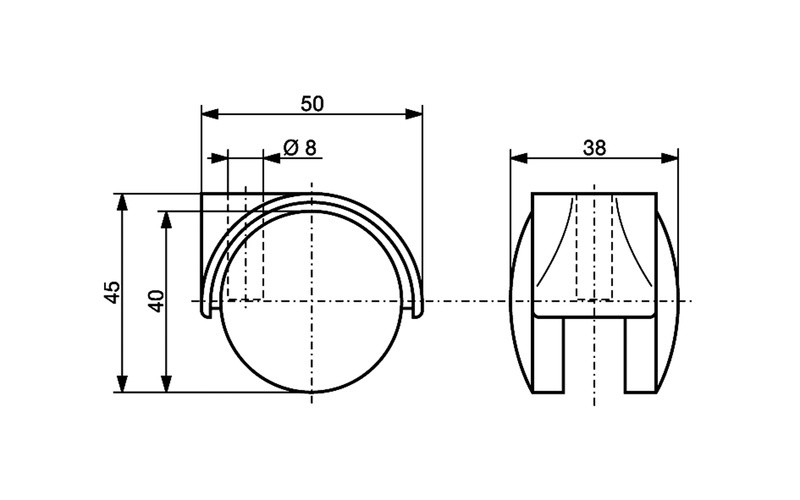Meubelwiel zwart Kunststof 40 mm Stift M8 - Afbeelding 2