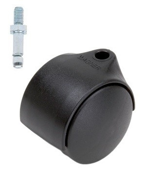 Meubelwiel zwart Kunststof 50 mm Stift M8