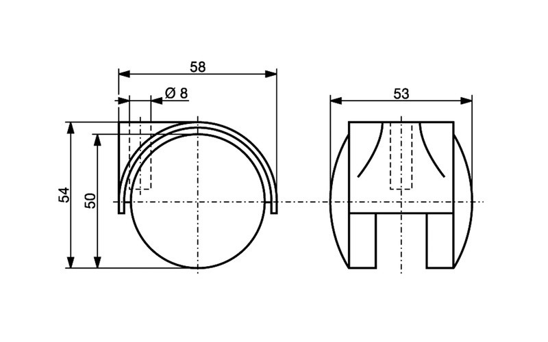 Meubelwiel zwart Kunststof 50 mm Stift M8 - Afbeelding 2