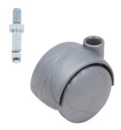 Meubelwiel Zilver Kunststof 35 mm Stift M8