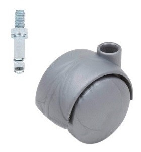 Meubelwiel Zilver Kunststof 35 mm Stift M8