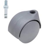 Meubelwiel Zilver Kunststof 40 mm Stift M8