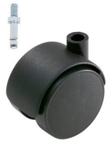Meubelwiel zwart Hard 40 mm Stift M8