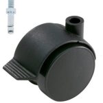 Meubelwiel zwart Hard + Rem 50 mm Stift M8