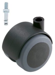 Meubelwiel zwart Zacht 50 mm Stift M8