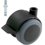 Meubelwiel zwart Zacht + Rem 50 mm Stift M8