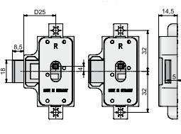 Spanjoletslot 25 mm Links Vernikkeld - Afbeelding 2