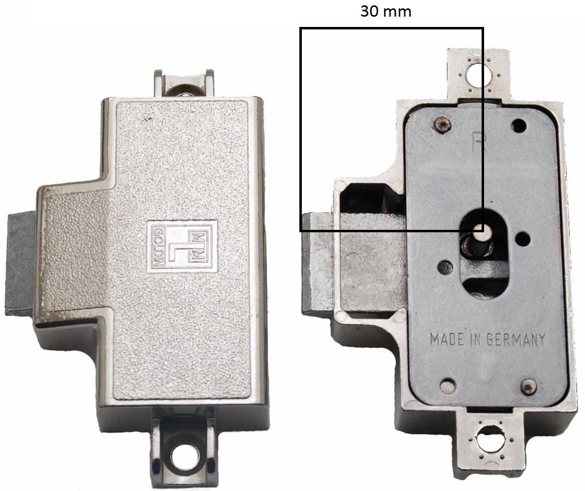 Spanjoletslot 30 mm Rechts Vernikkeld