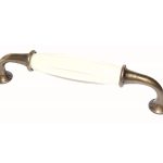 Greep Porselein crème en brons 128 mm