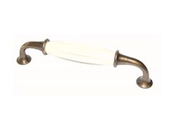 Greep Porselein crème en brons 128 mm