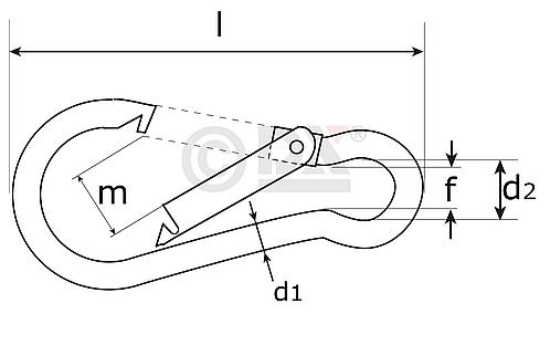 Karabijnhaak C-DIN 5299 80x08 mm rvs AISI 316 - Afbeelding 2